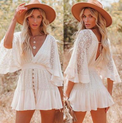 China High Quality Breathable Ins Fashion Designer Summer Adult Batwing Sheath Sexy Clothes Women Lace Up One-Piece Casual Clothing S-XL Mini Dress for sale