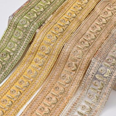 China Viable Ethnic Woven Fabric Ribbon Vintage Embroidery Lace Ribbon For Clothes Bag Accessories for sale