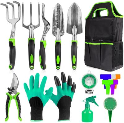 China Succulents Garden Tool Kit 31 Pcs Garden DIY Tools Kit Pruner Tool Kit Included, Trowel, Rake and Storage Tote Bag for sale