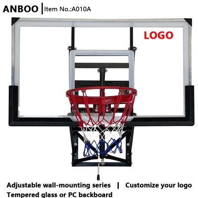 China PC or Glass+Steel Wall Mounted Tempered Height Adjustable Basketball Backboard with PC or Tempered Glass for sale