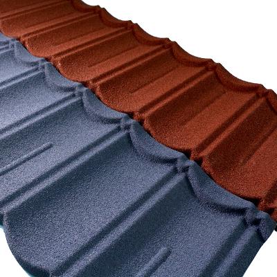 China Bond colorful stone coated roof tiles bond type Metal black and gray color metal roof tile In Africa for sale