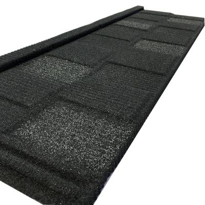 China 0.28 0.3 0.35 0.38 0.4mm Thickness Black Red Brown Shingle type Stone Coated Metal Roofing Tile for sale