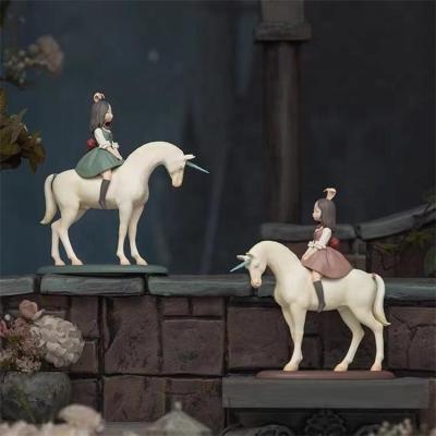 China Handmade China Craft Resin Girl Cute Horse Statue Decorative Home Product With Modern Design for sale