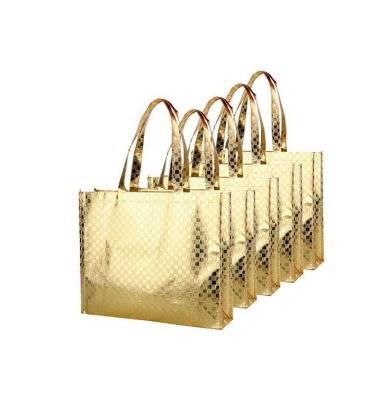 China Durable Reusable Grocery Bag Shiny Nonwoven Eco-friendly Bling Glitter Tote Bag Handles Shopping Bag for sale