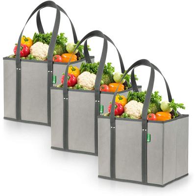 China Hot Sale Handled Fruit Large Reusable Grocery Box Bags Nonwoven Shopping Bag for sale