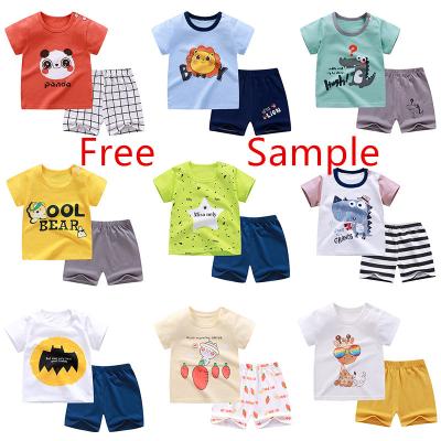 China Wholesale 100% Cotton Summer Children Kids Clothes Short Sleeve Baby T-shirt Boys Clothing Set COTTON Spring for sale