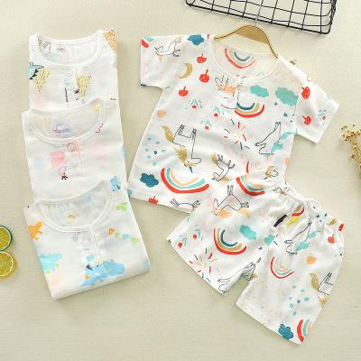 China Chinese Style Cheap Printed Cartoon Pure Boy's Cotton Gauze Breathable Set for sale