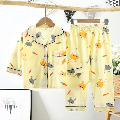 China Wholesale Breathable Two Piece Pajamas Sets Kids Boys Long Sleeve Sleepwear Baby Girls Cotton Clothes On Sale for sale