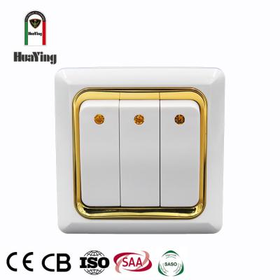 China ABS/PC Plastic 10amp Universal 3 PC Strip 1/2 Way Light Copper Wall Switch for sale