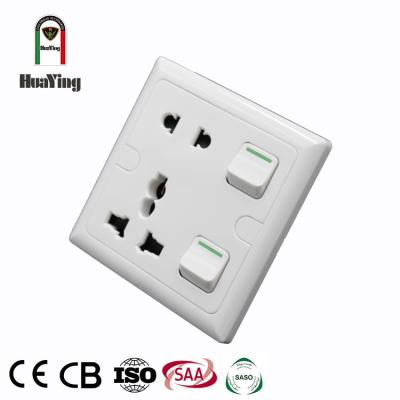 China Various Uses Two Switch 2 Home Plastic White Strip 2 Outlet Universal Wall Socket for sale