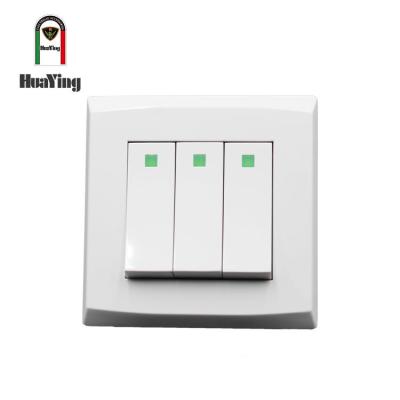 China ABS/PC Plastic Copper Stainless Steel 10A 3 Three Dual Gang 1 2 Way Wall Switch for sale