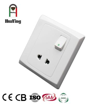 China 10A 250V Two Pole Ellipse Receptacle Home White Plastic Universal Socket With Switch for sale