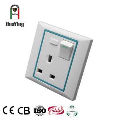 China English wall sockets ABS/PC plastic white PC electric power outlet and British standard British switches switch for sale