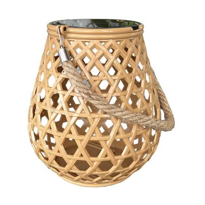 China ABS Outdoor Hanging Solar Garden Lights Imitation Bamboo Woven Solar Street Lanterns Garden Courtyard Terrace Decoration Lighting for sale