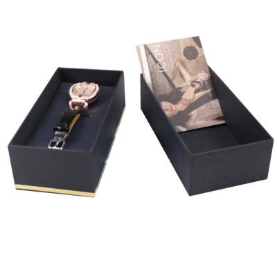 China Custom Logo Mens Cardboard Two Pieces Watch Packaging Box Cover And Base EVA Slot Single Wrist Watch Box for sale