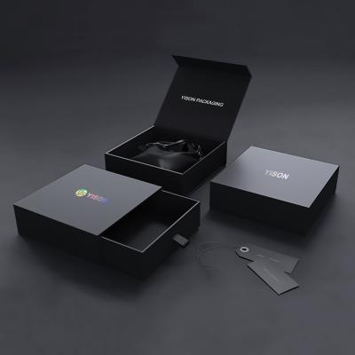 China Costumized Handmade Flip Clamshell Folding Magnetic Flap Packaging Black Gift Box With Magnetic Lid for sale