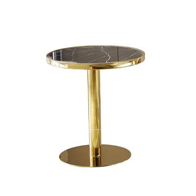 China Nordic wrought iron metal marble round end side tea table marblle gold coffee table set living room (the other) adjustable interlocking for sale