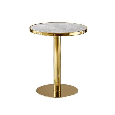 China (Others) Modern Living Room Furniture Gold Stainless Steel Adjustable Legs Round Nesting Coffee Table Marble Top Set for sale