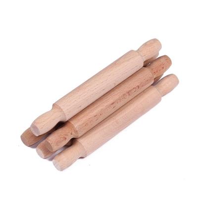 China Baking Wood Rolling Pin Wholesale Custom Pin Tools Solid Wood Rolling Stick Beech Wooden Rolling Stick 14cm for sale