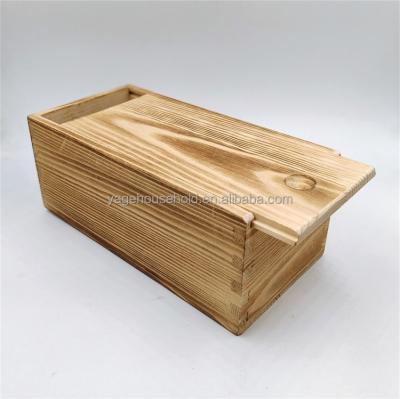 China China Retro Pine Wood Box Packing Box Style Slipping Lid Gift Wooden Tea Box for sale