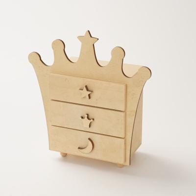 China Handmade Crown Wooden Creative Wooden Storage Box Children's Toys Shape Crown Box Craft Wooden Box For Children for sale