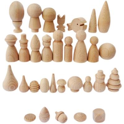 China Educational Unfinished Wooden Peg Doll Bodies Beech Wood People Shapes Mixed Styles For Crafts for sale