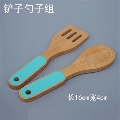 China 16cm Wooden Wooden Spoon and Spatula Toy Wooden Cutlery Sets Baby Kitchen Wooden Tool for sale