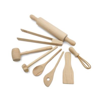 China 8pcs Wooden In A Set Beech Wood Cooking Toy Set Home Kitchen Toys for sale