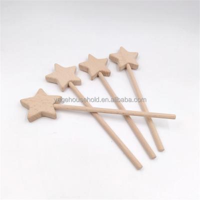 China Beech Wood Magic Wand Star Stick Baby Participation Chew Stick Wooden Magic Stick Baby Chewing Stick Star Toys for sale