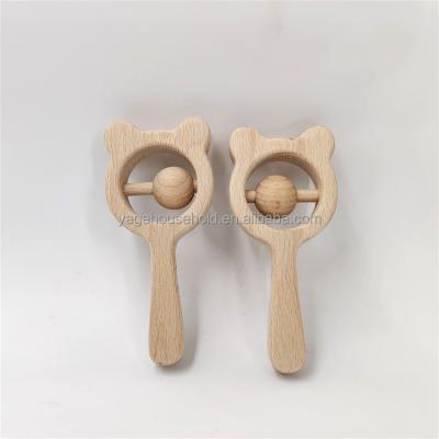 China Musical Natural Wooden Baby Rattles, Wooden Teething Rattle Baby Toys, Wooden Baby Standing Bear Rattles Baby Teething for sale