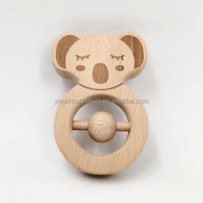 China Musical Wooden Baby Bear Animal Teether Toys Natural Wooden Baby Rattles, Different Teething Rattle Wooden Baby Toys for sale