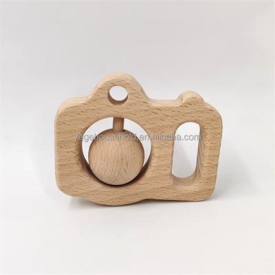 China Baby Musical Natural Wooden Rattles, Baby Teething Different Wooden Rattle Toys Camera Shape Wooden Baby Teether for sale