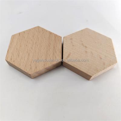 China Building Toy 5.5cm Beech Wood Hexagon Shape Wooden Chips Building Blocks Kids Toy Custom Hexagon Wood Chips DIY for sale