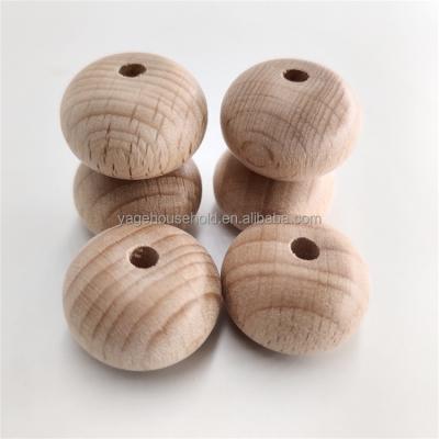 China 22x15mm Beech Wood Acrylic Flat Beads Baby Pacifier Chain Accessories Flat Round Wooden Beads for sale