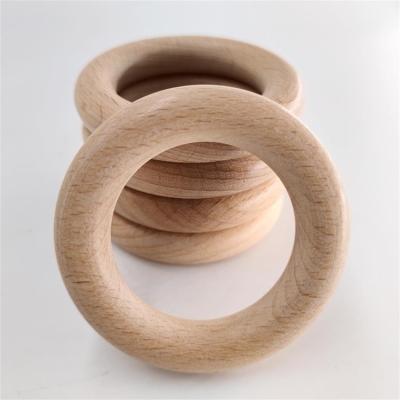 China Natural Round Wooden Ring Circle 55x10mm Beech Wood Baby Teething Ring for sale