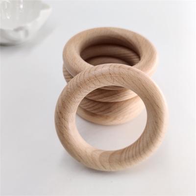 China Beech Wood 70x13mm Ring Natural Round Wooden Baby Teething Ring Baby Teether Circle DIY Pacifier Chain Ring for sale