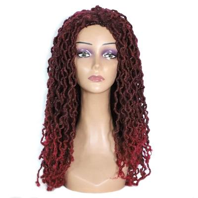 China Synthetic Hair Wigs 20inch For Women Dreadlock 1B Burgundy# 2 Color Gypsy Curly Wavy Twist Synthetic Hair Braiding Hair Extensions Faux Locs Wigs for sale