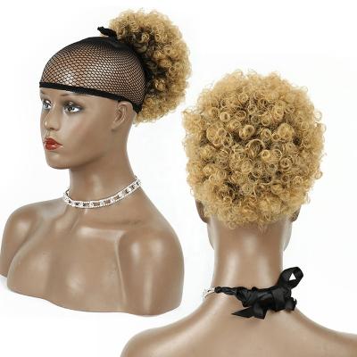 China Afro Kinky Curly Drawstring Ponytail Hair Extension Short Afro Ponytail Clip In For Women Afro Kinky Curly Synthetic Ponytail for sale