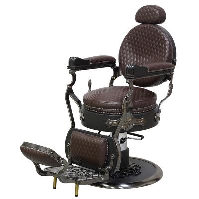 China Custom Traditional High Quality Luxury Metal Stainless Steel PU Color Salon Hair Inverted Gold Leather Chair for Barber Shop for sale