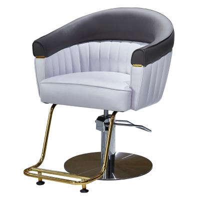 China Wholesale Modern Luxury Hot Color PU Leather Salon Gold Metal Base Barber Chair Two For Hairdresser Beauty Shop for sale