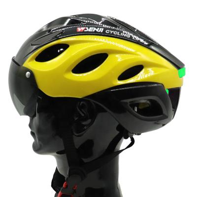 China Safety Sports Warning Light Cycling Helmet With LED Warning Safety Lights Dirt Bike Helmet Goggles for sale