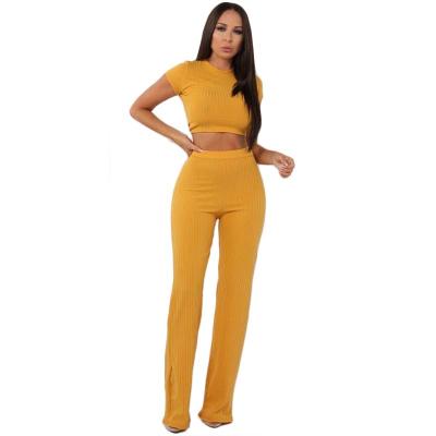 China 2021 QUICK DRY European and American high elastic cotton mine wide leg pants women sets short two-piece women set clothing for sale