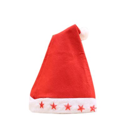 China Adult Children Santa Claus Hats Red Lighting Christmas Non-woven Christmas Hats for Christmas Day Costume Cosplay Party Decoration for sale