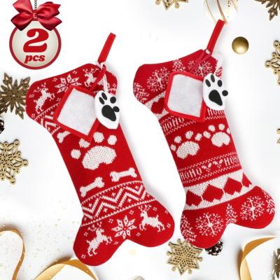 China New Knitted Cotton Dog Christmas Stockings for Pets Extra Large Ornament Decorations for Family Holiday Season Decor for sale