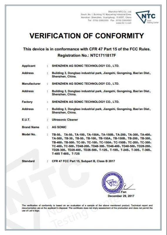 FCC - AG Sonic Technology limited