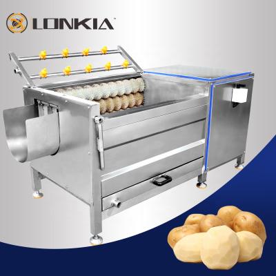 China Ginger Potato Washer Peeler Fresh Washing and Peeling Machine High Efficiency LONKIA Vegetable Industrial Cassava Brush Carrot Root Washing Machine for sale