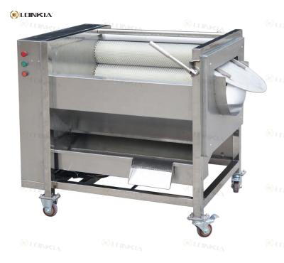 China Labor Saving Stainless Steel Automatic Carrot Ptato Brush Washing Peeling Machine for sale