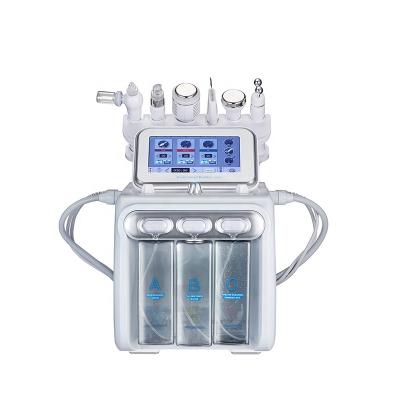 China Skin Tightening Best Selling First Generation 6 in 1 Ultrasonic Acne Treatment Face Sprayer Hydraulic Skin Scrubber Microdermabrasion Device. for sale