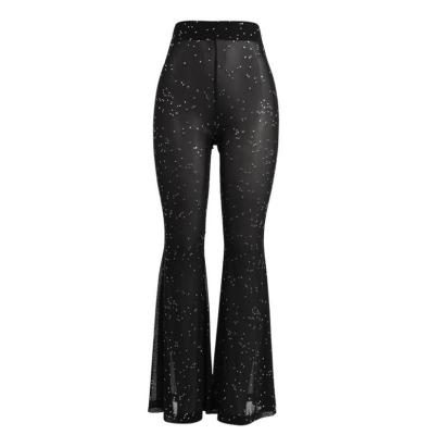 China QUICK DRY Hot 2023 sexy Mesh perspective women's dress Fashion casual trousers-Black for sale