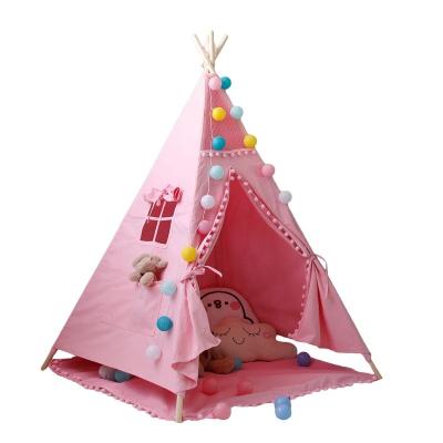 China Extended type 100% cotton canvas kids teepee tent with interior lace play tents for kids indian teepee for sale